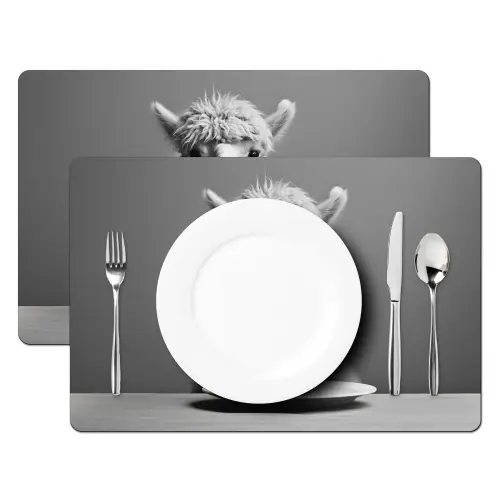 Alpaca - Pasta - Zwart - Wit - Grappig - Dieren Placemat vinyl groot -zzsfeer2_Kitchenyeah-website