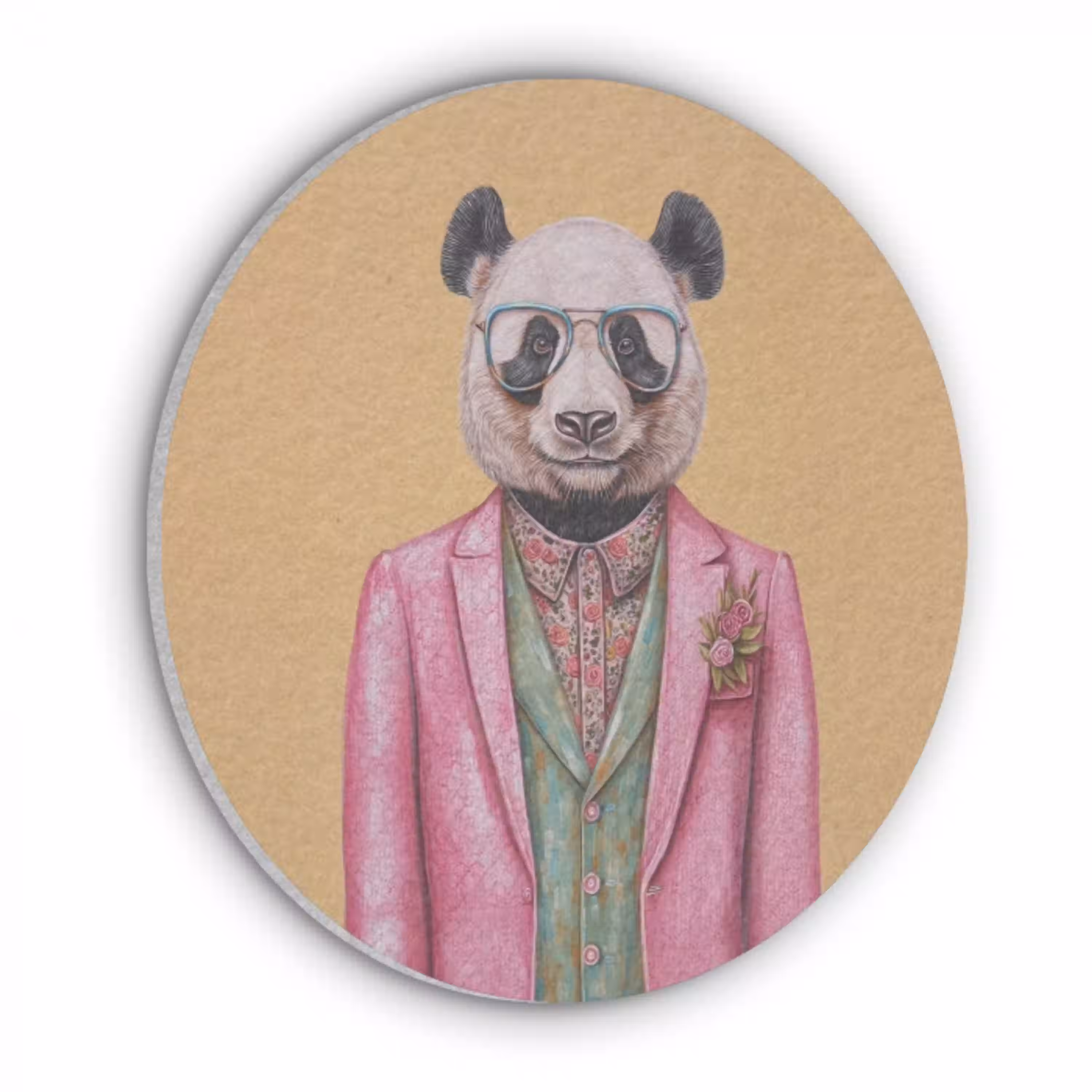 Panda - Pak - Zonnebril - Blauw Akoestische PET Vilt - Rond klein -3d