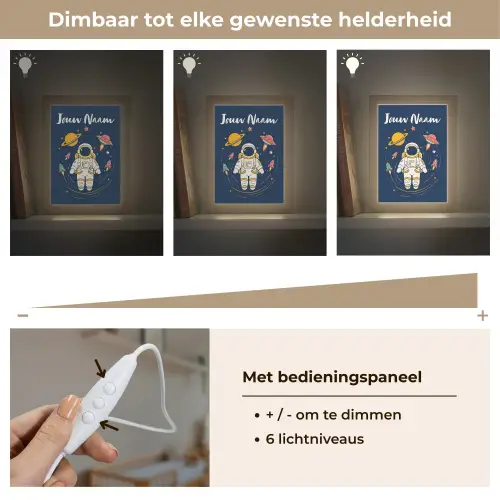 Astronaut - Planeten - Raket Light Box met kabel (Kinderlampje) klein -USP_dimbaarNL