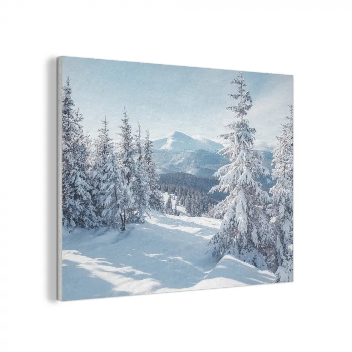 Winterlandschap - Natuur - Berg - Bomen - Sneeuw PET vilt klein -3d