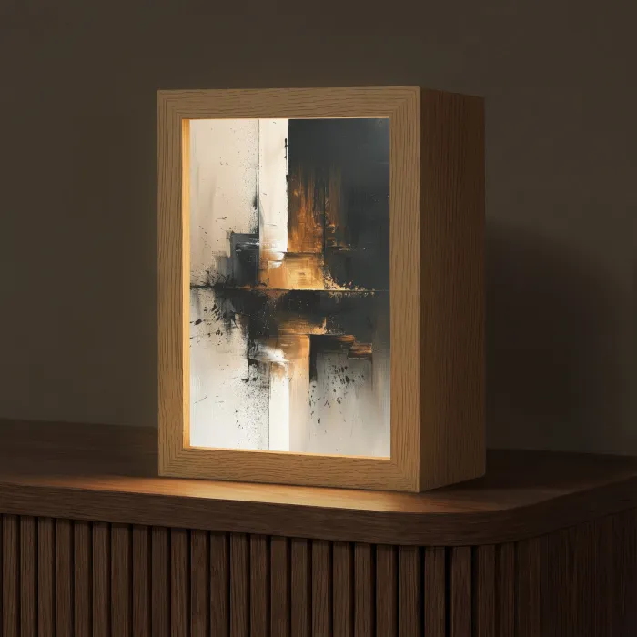 Modern - Zwart - Verf - Goud Light Box met kabel (Tafellamp) klein -z3d_website