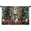 Kerstfeest - Dennenbos - Rood Wandkleed katoen klein -zz3d