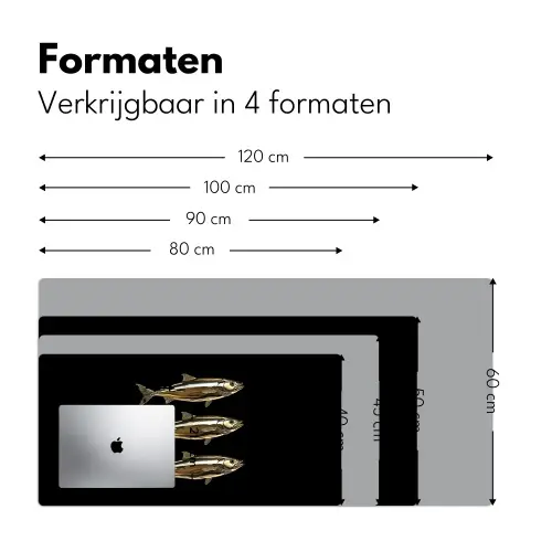 Vissen - Goud - Zwart Muismat XXL klein -sfeer5