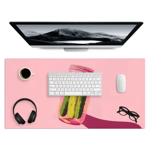 Augurken - Pot - Schaduw - Roze Muismat XXL klein -3d