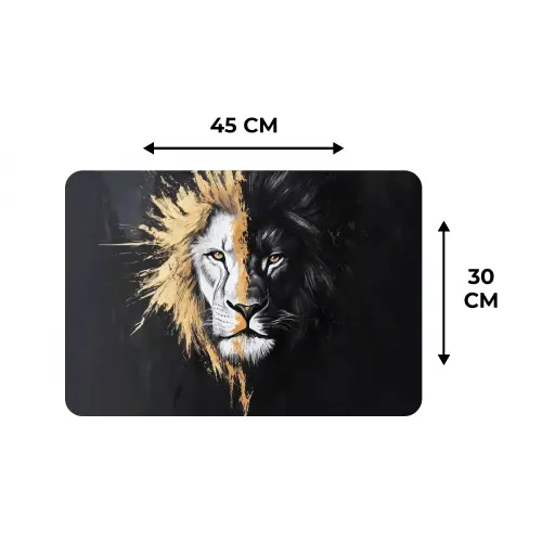 Leeuw - Gesplitst - Zwart - Lijn Placemat vinyl groot -specs