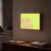 Groen - Smiley - Bonjour - Roze Light Box met batterij (Wandlamp) middel -sfeer1