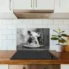 Varken - Schattig - Spaghetti - Zwart wit - Dier keuken achterwand spatscherm klein -sfeer2