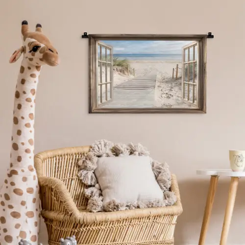 Doorkijk - Strand - Duinen - Pad - Landschap Wandkleed katoen klein -wsfeer5_kind