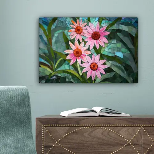 Bloemen - Roze - Glasmozaïek canvas 2cm klein -sfeer4