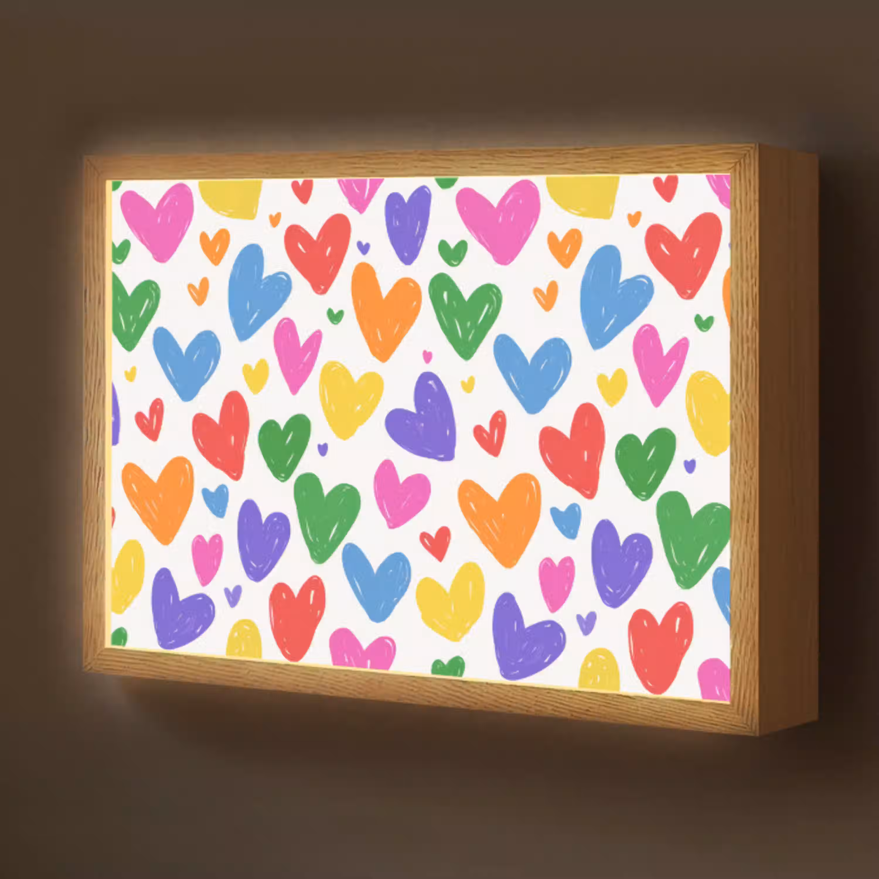 Hartjes - Patroon - Kleurrijk Light Box met batterij (Wandlamp kind) middel -z3d_website