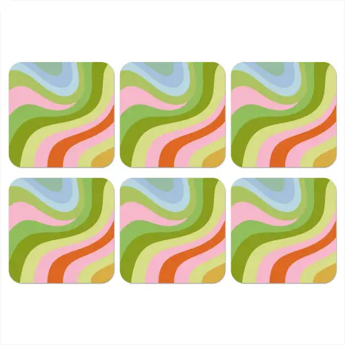 Lijnen - Pasteltinten - Golvend onderzetter kurk middel -3d