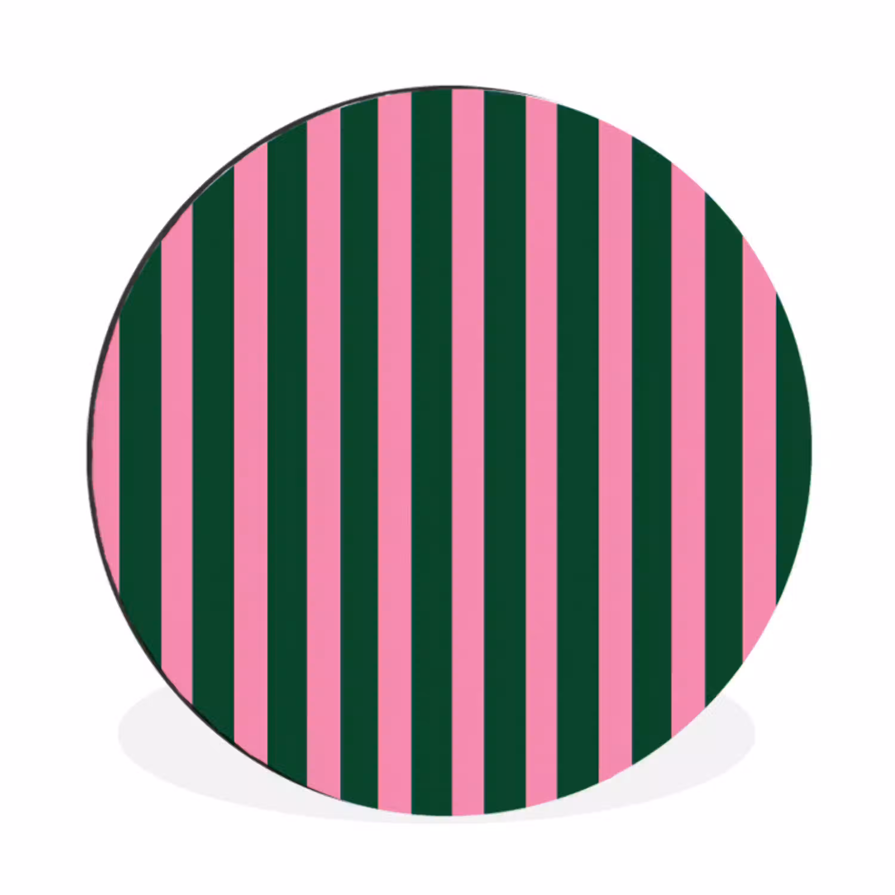 Verticale strepen - Groen - Roze Wandcirkel aluminium klein 190 -3d