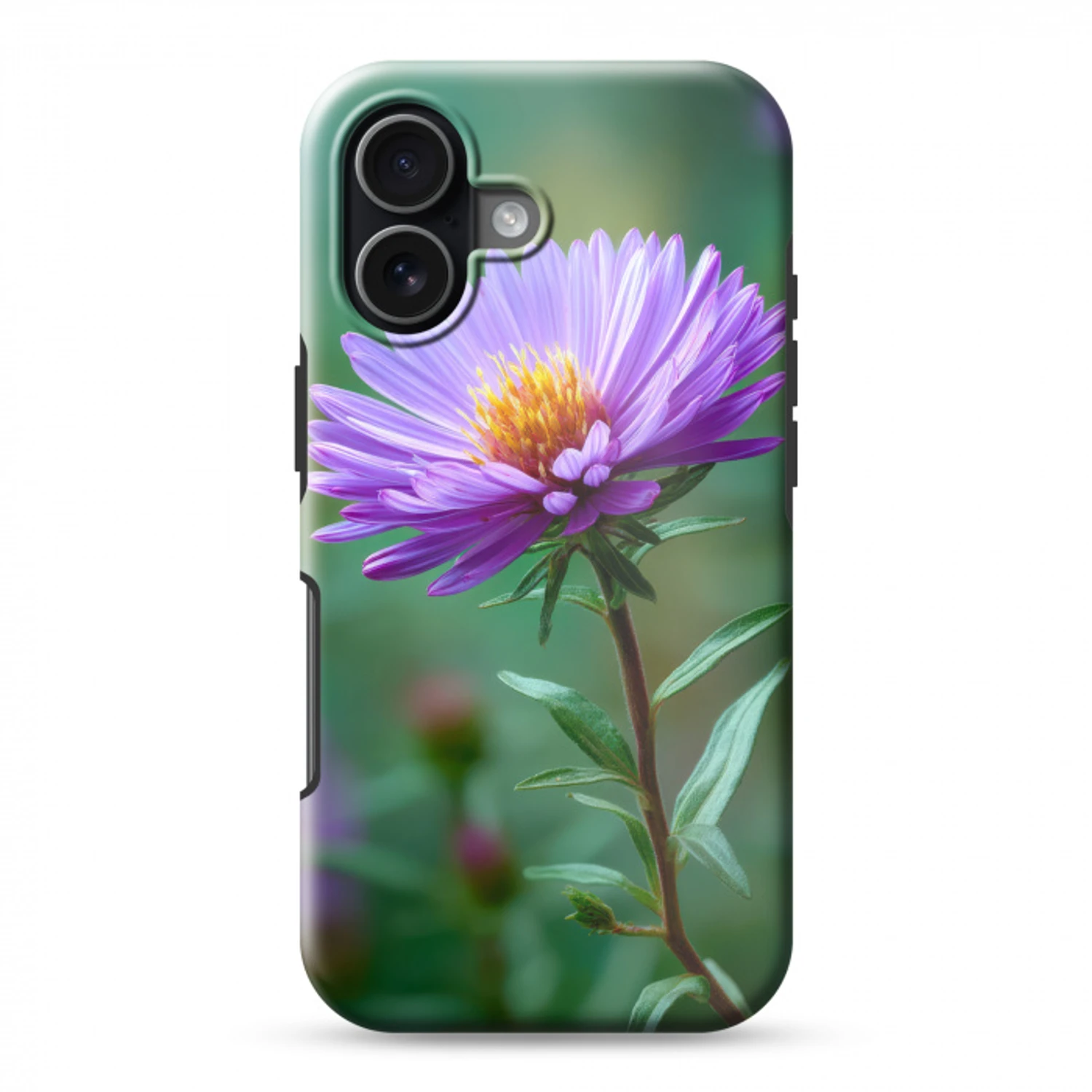 Aster - Paars - Bloem - Blaadjes Toughcase MagSafe Apple iPhone 17 klein -3d