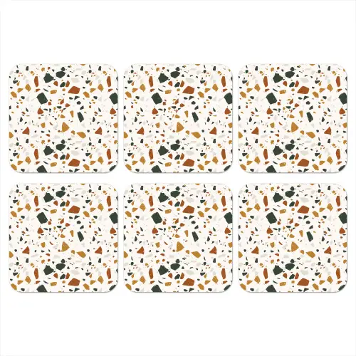 Terrazzo - Patroon - Wit - Terra onderzetter kurk middel 366 -3d