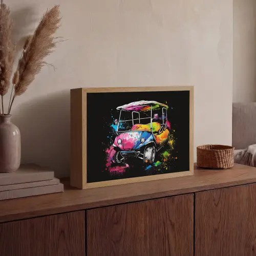 Graffiti - Sport - Golf - Golfkar Light Box met batterij (Wandlamp) middel -sfeer2