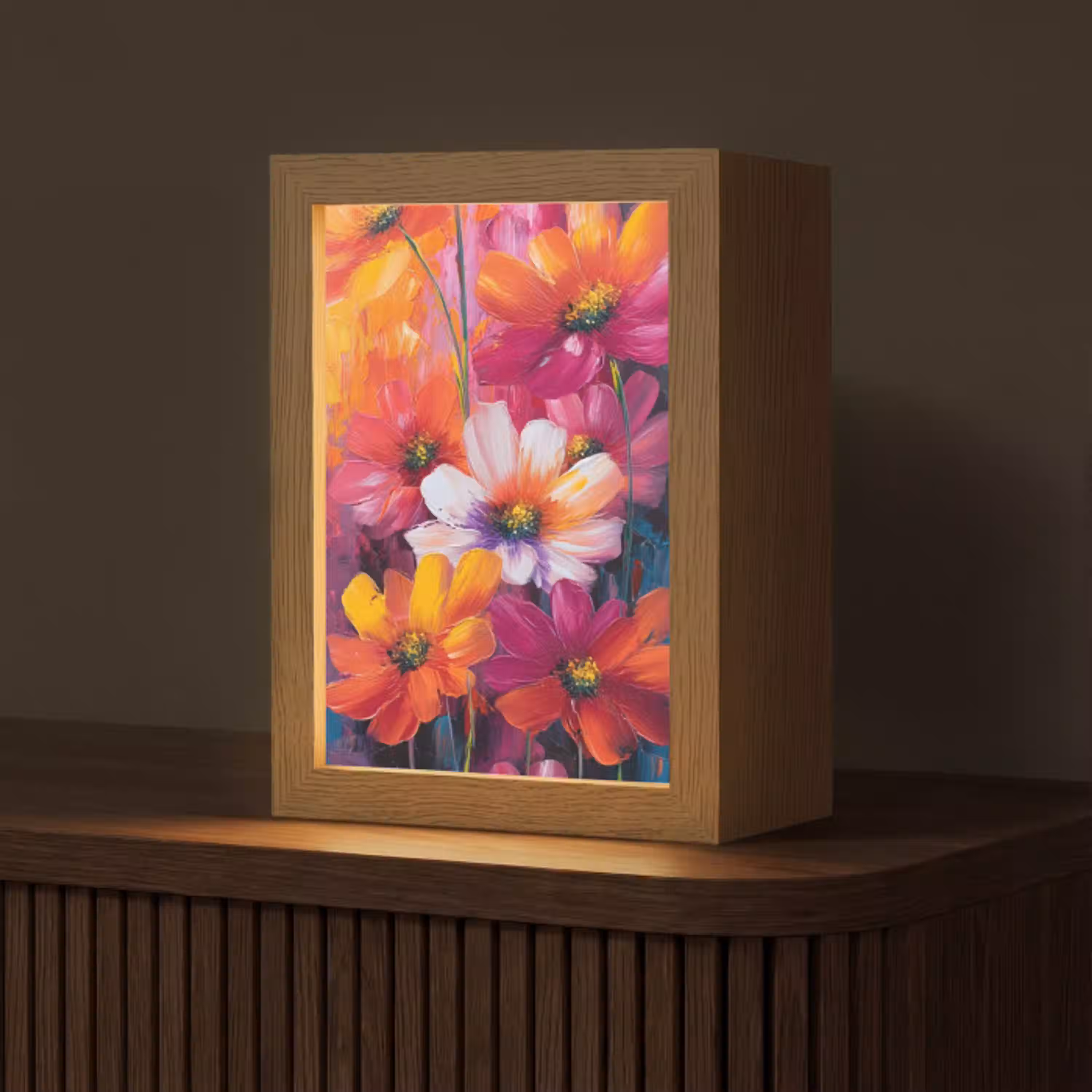Felle bloemen - Dynamisch - Levendig Light Box met kabel (Tafellamp) klein -z3d_website