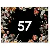 Bloemen - Zwart - Traditioneel Naambord Rechthoek middel -3d