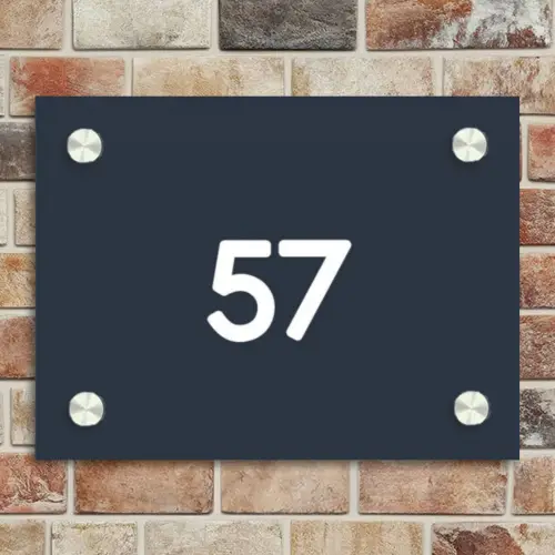 Effen blauw - Traditioneel Naambord Rechthoek middel -sfeer3