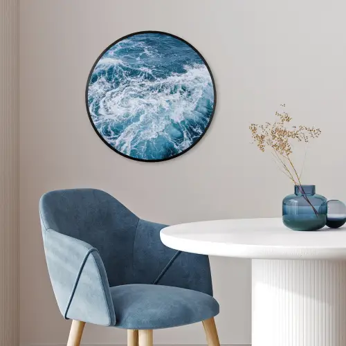 Golven - Oceaan - Blauw Fotolijst rond zonder passe partout klein -sfeer2