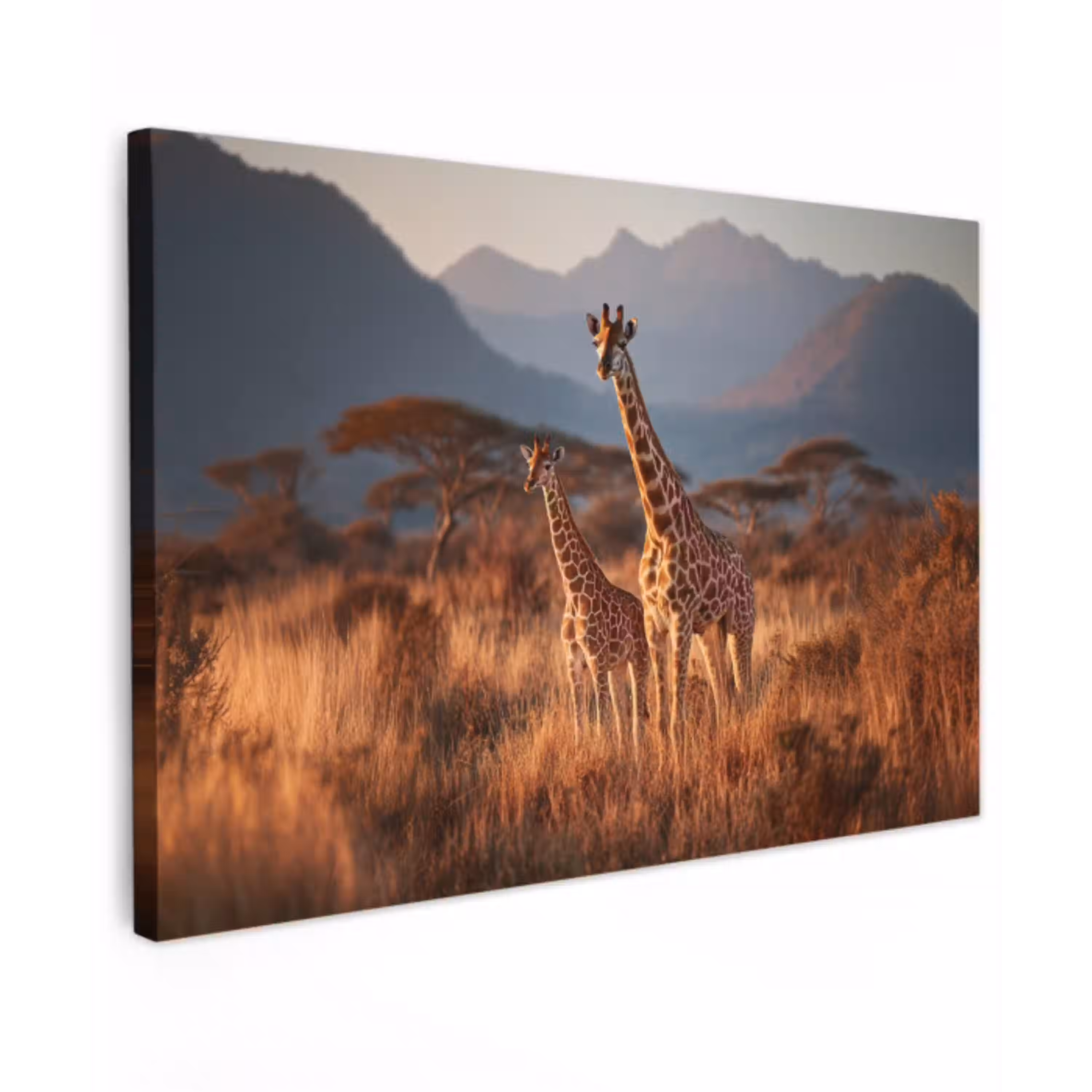 Giraffen - Hoog gras - Acaciabomen canvas 2cm klein -z3d