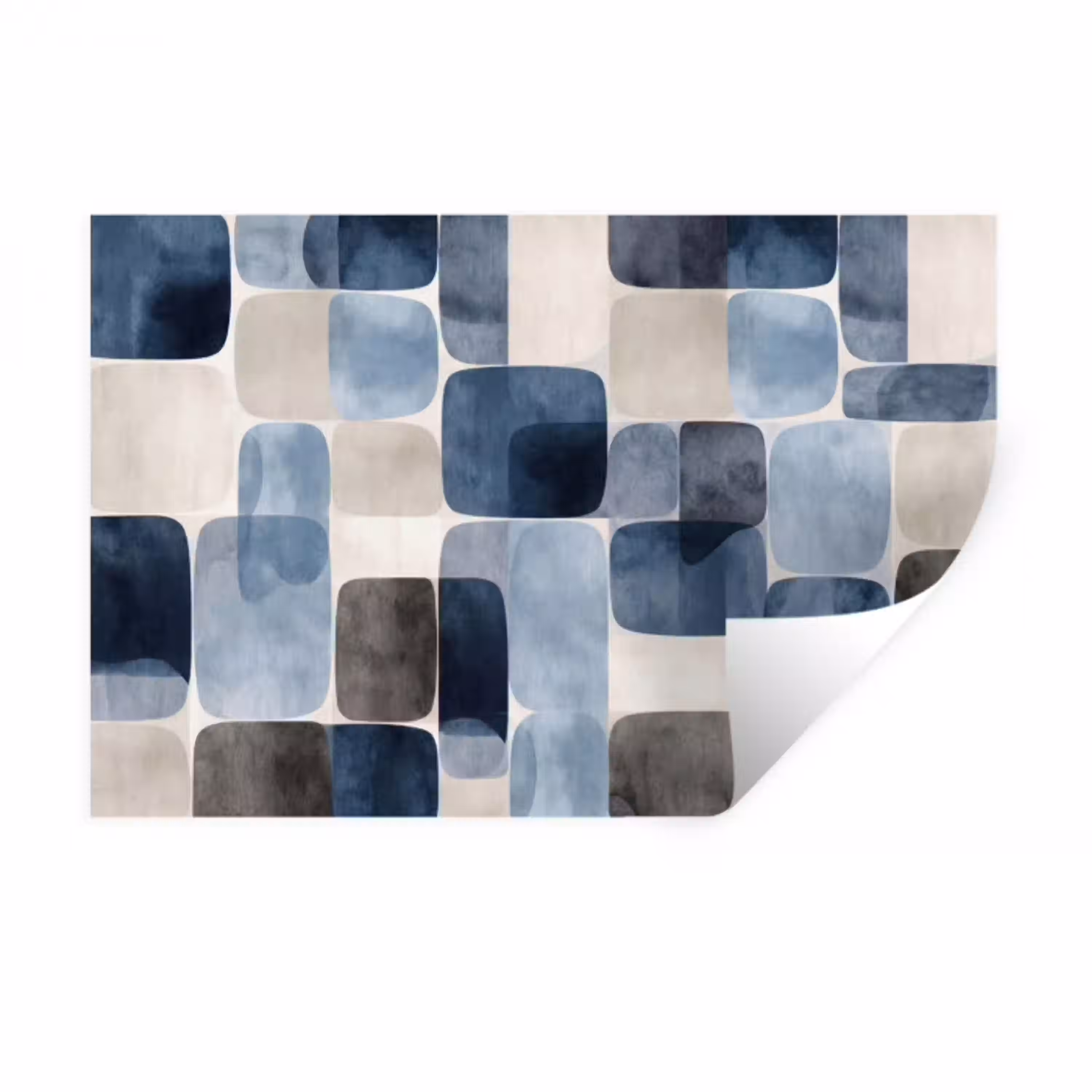 Patroon - Blauw - Vierkanten Muursticker klein -3d