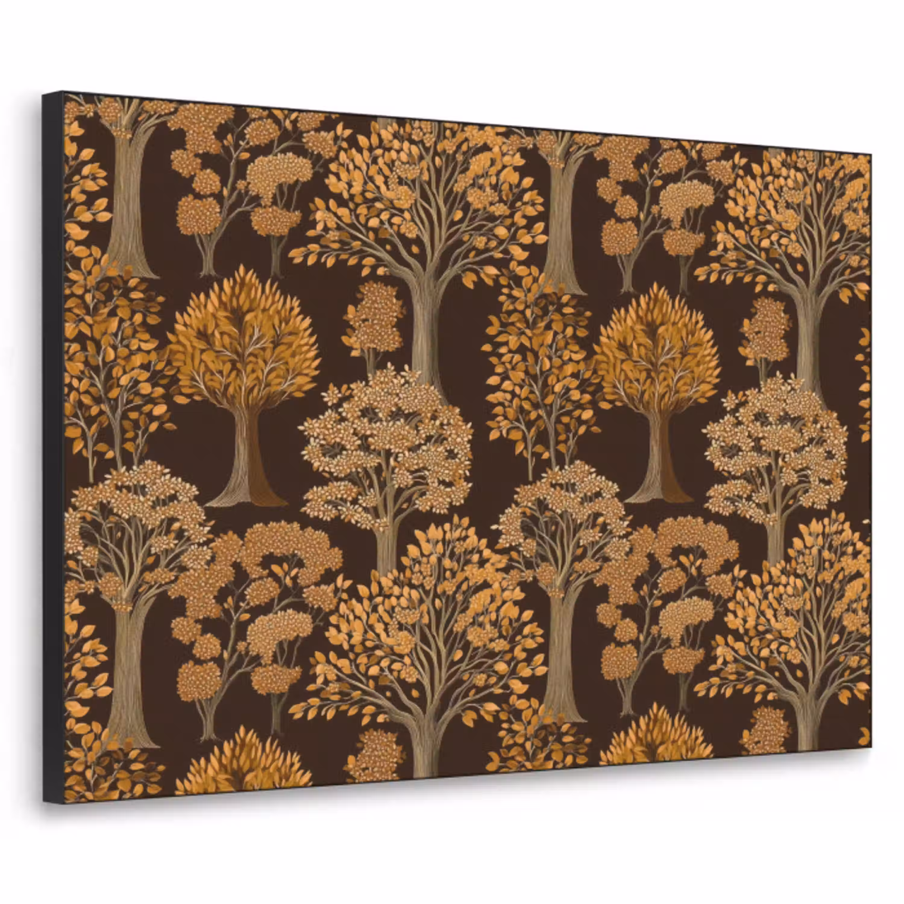 Bomen - Patroon - Bruin Textielframe zwart klein 947 -3d