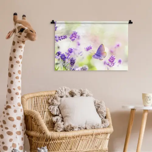 Lavendel - Vlinder - Bloemen Wandkleed katoen klein -wsfeer5_kind