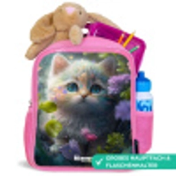 Kitten verstopt achter bloemen Kinderrugzak - Roze middel -inhoud_DE