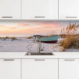 Rustiek - Roeiboot - Zandstrand keuken achterwand 2 middel -3d