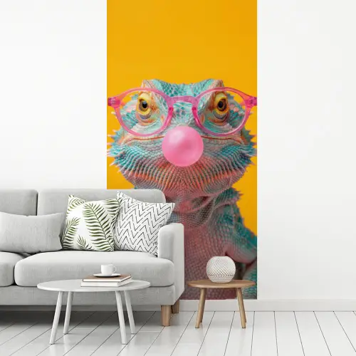 Kameleon - Kauwgom - Kleurrijk fotobehang vinyl groot -woonkamer