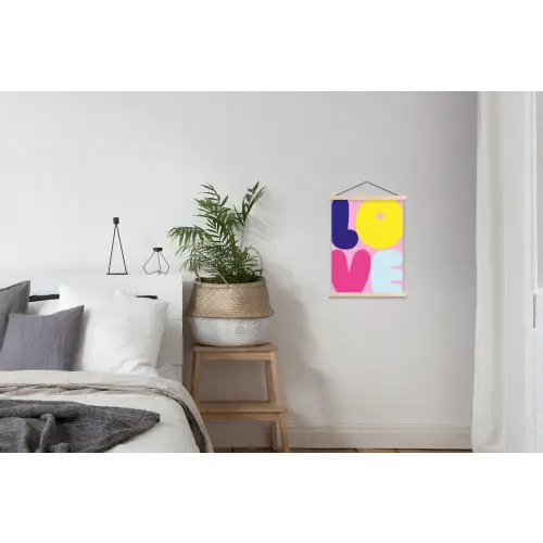 Love - Valentijn - Kleurrijk textielposter latten blank klein -woonkamer