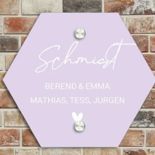Lila - Sierlijk Naambord Hexagon klein -sfeer2