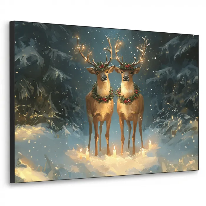 Dennensprookje - Rendier - Nacht Textielframe zwart klein -3d