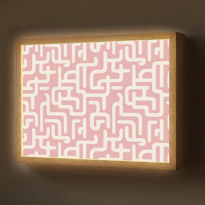 Doolhofpatroon - Roze - Wit - Abstract Light Box met batterij (Wandlamp) middel 907 -z3d_website