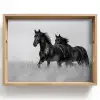 Paarden - Gras - Zwart - Wit Dienblad Rechthoek middel -z3d_shopping