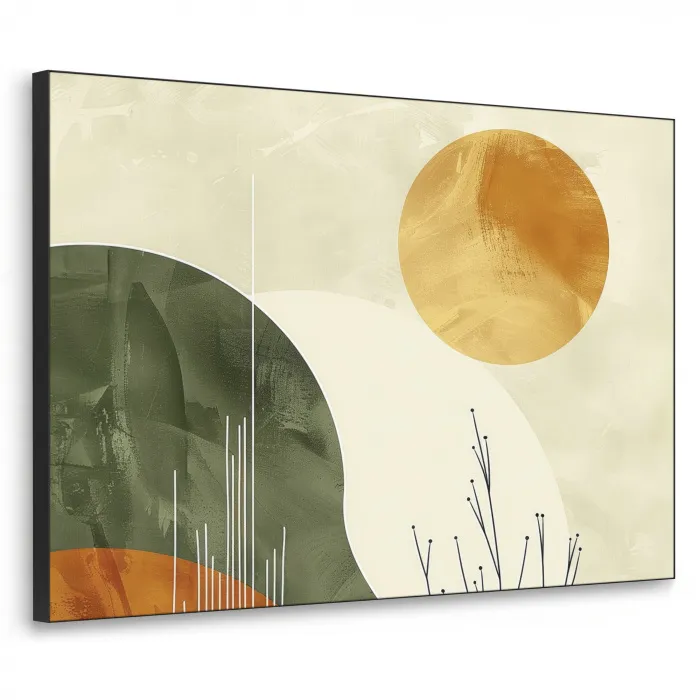 Abstract - Landschap - Zon - Kunst Textielframe zwart klein -3d