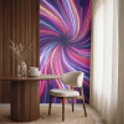 Abstract - Swirl - Futuristic - Neon Behang Vlies klein -sfeer1