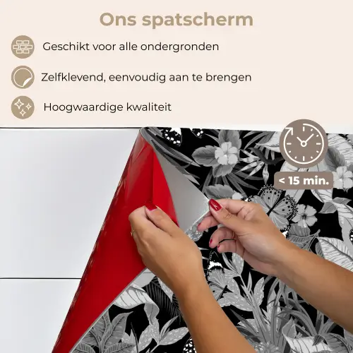 Zomer - Vlinder - Zwart - Grijs keuken achterwand spatscherm klein 900 -spatscherm_NL