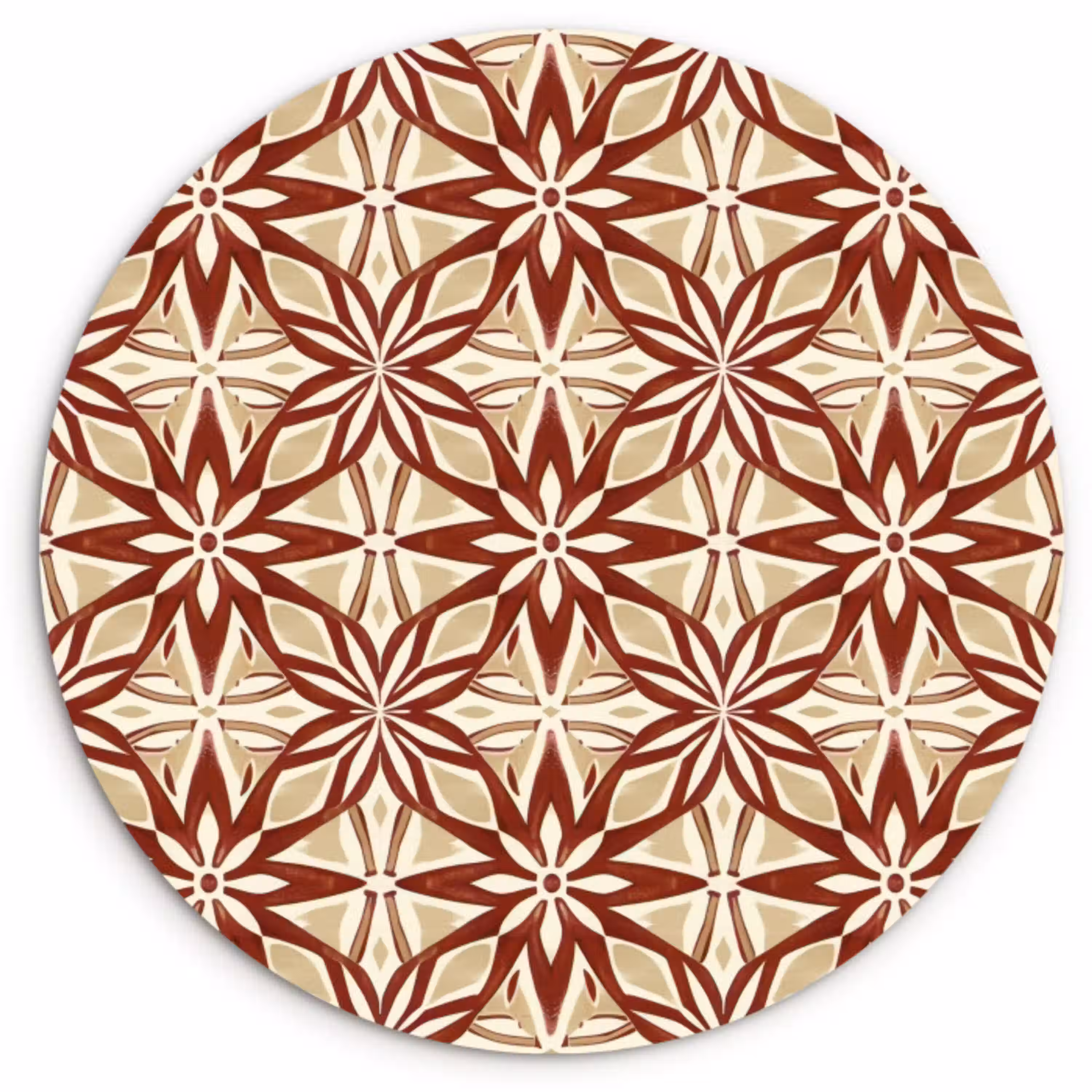Bordeauxrood - Geometrisch - Tegel - Patroon Wandcirkel kunststof plaat 5mm dik klein 188 -3d