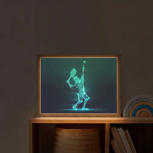Tennis - Futuristisch - Sport - Neon Light Box met batterij (Wandlamp kind) middel -sfeer1_kind