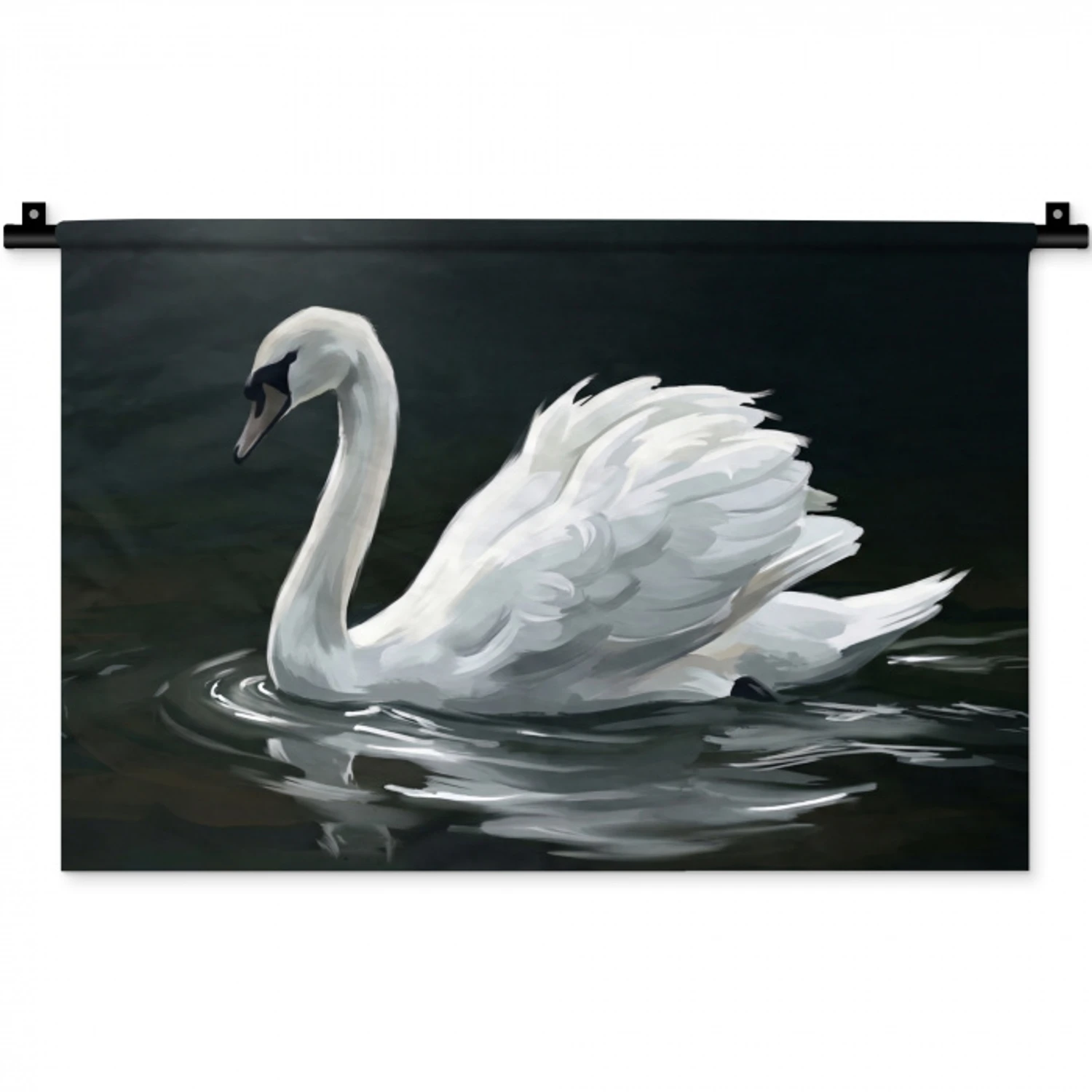 Zwaan - Water - Natuur - Realistisch - Wit Wandkleed katoen klein -zz3d
