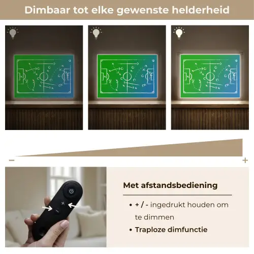 Voetbal - Tactiek - Spel - Groen - Blauw Light Box met batterij (Wandlamp kind) middel -USP_dimbaarNL