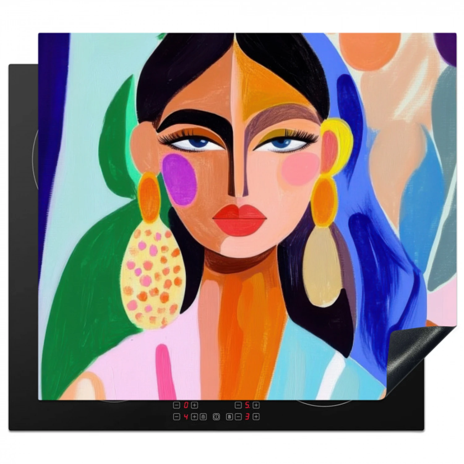 Portret - Vrouw - Modern Inductie beschermer vinyl 3mm middel -3d