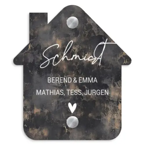 Verweerd metaal - Sierlijk Naambord Huisje klein -3d