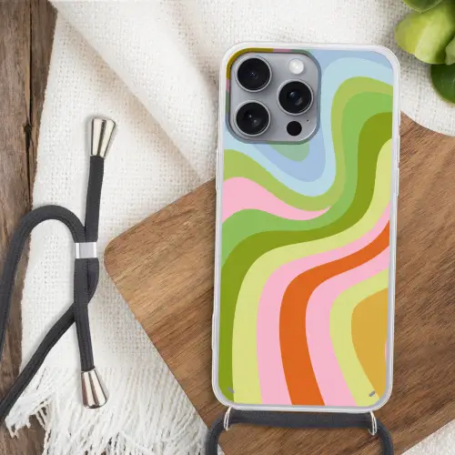 Lijnen - Pasteltinten - Golvend Hoesje iPhone 16 Pro Max met koord klein -sfeer4