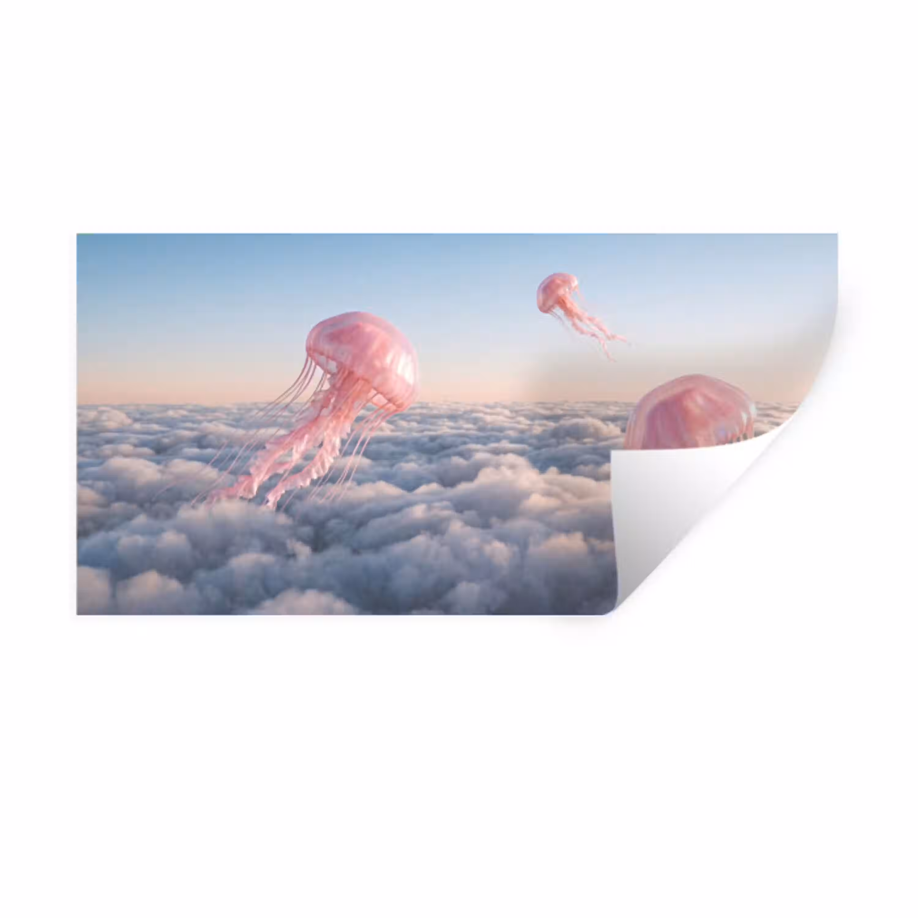 Roze dier - Wolken Muursticker klein -3d
