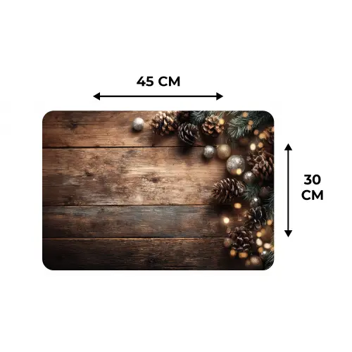 Kersthoekdecoratie - Dennenappels - Lichtjes Placemat vinyl groot -specs