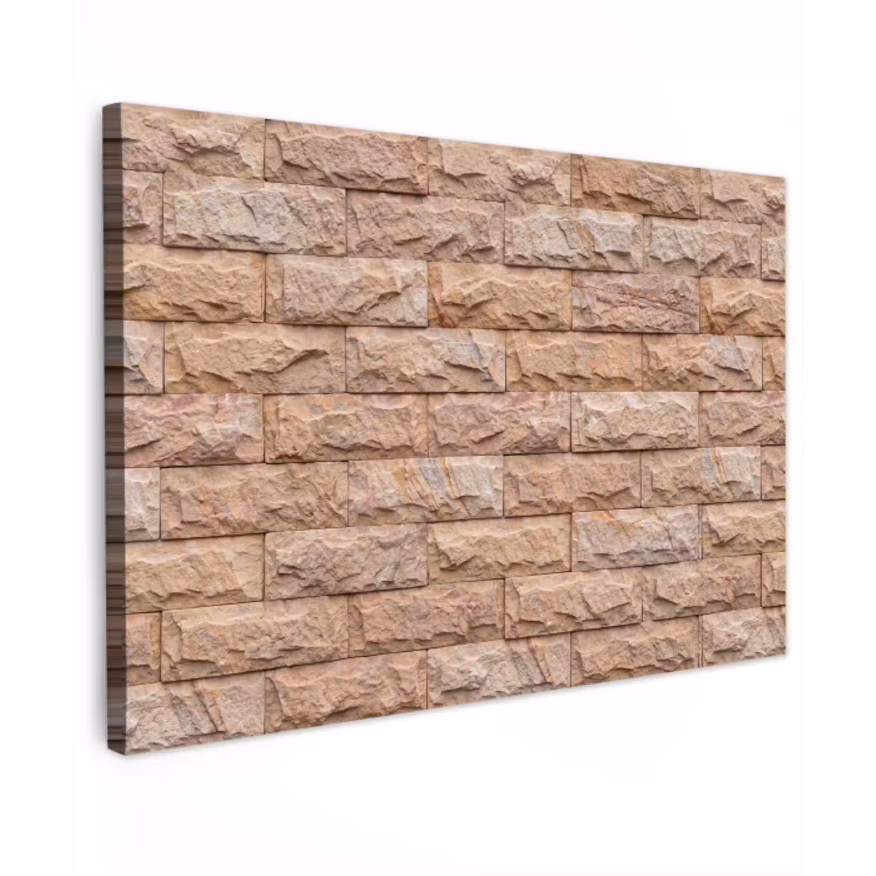 Muur - Steen - Ruw - Textuur - Beige Tuinposter op houten frame 2 cm dik klein -3d