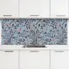 Patroon - Bloem - Grijs - Blauw keuken achterwand 2 middel 871 -3d