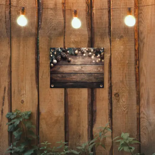Kerstdecoratie - Houten - Dennenappel - Bruin tuinposter los doek klein -sfeer1